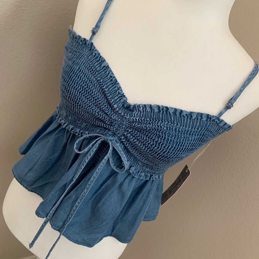 Iris Blue Denim Tank Top size S
